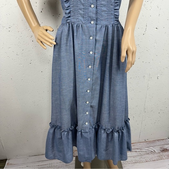 Vintage You Babes II by Fritzi Size 11 Chambray Blue Midi Sun Dress - Picture 4 of 13
